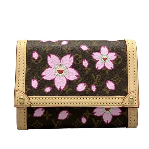 Auth LOUIS VUITTON LV x TM Porte Foyle Victorine M13427 cherry brown - - Picture 1 of 11